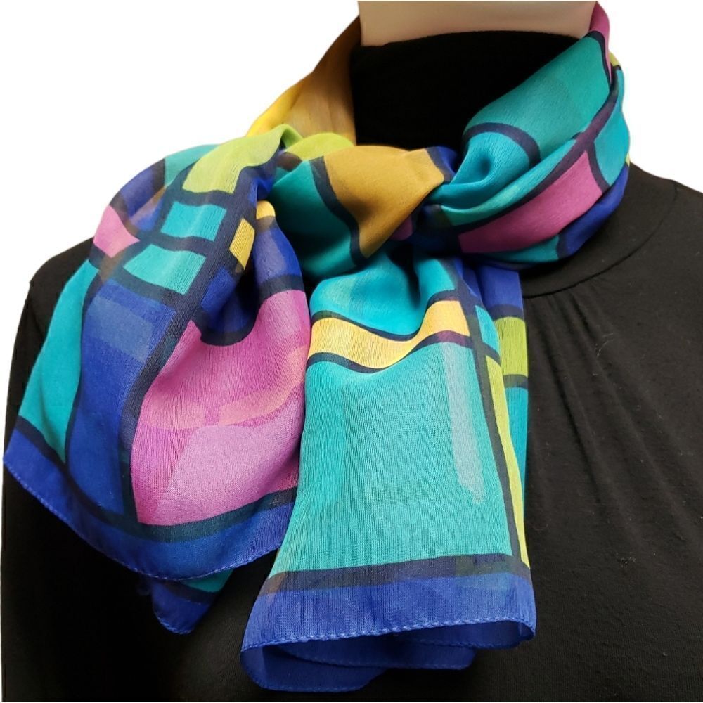 🌹COLOR BLOCK SILK SCARF